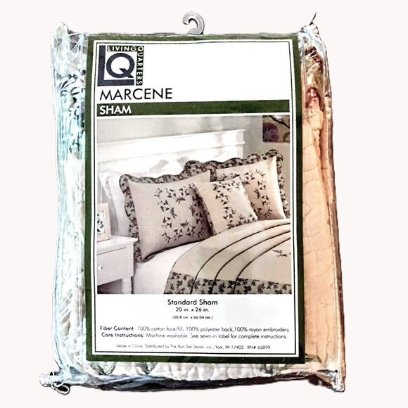 Quilted Ivory Pillow Sham (1 STD) ~ Lavender Embroidered Floral ~ 20 X 26 ~ NEW! - Picture 2 of 13